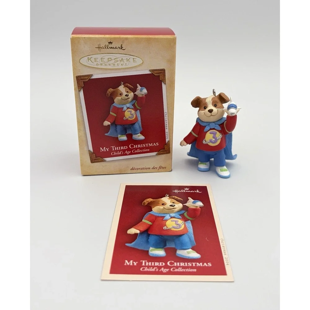 Hallmark Keepsake Ornament 2004 My Third Christmas Superhero Puppy Dog Vintage
